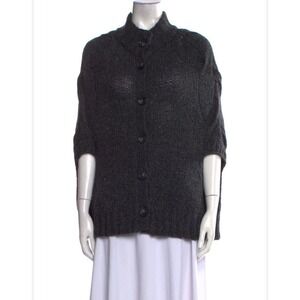 Theory Button Front Poncho Capelet Cardigan Sweater Wool Blend Gray Womens ML‎